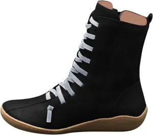 Arch Support Boots for Women Wide Width Ankle Boots Vintage Moccasin Boots Lace Up Casual Boots Side Zip Booties