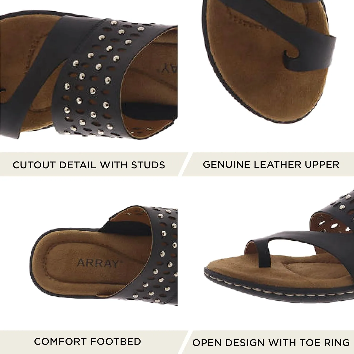 ARRAY Women's Catalina Leather Slip-On Sandal with Studs