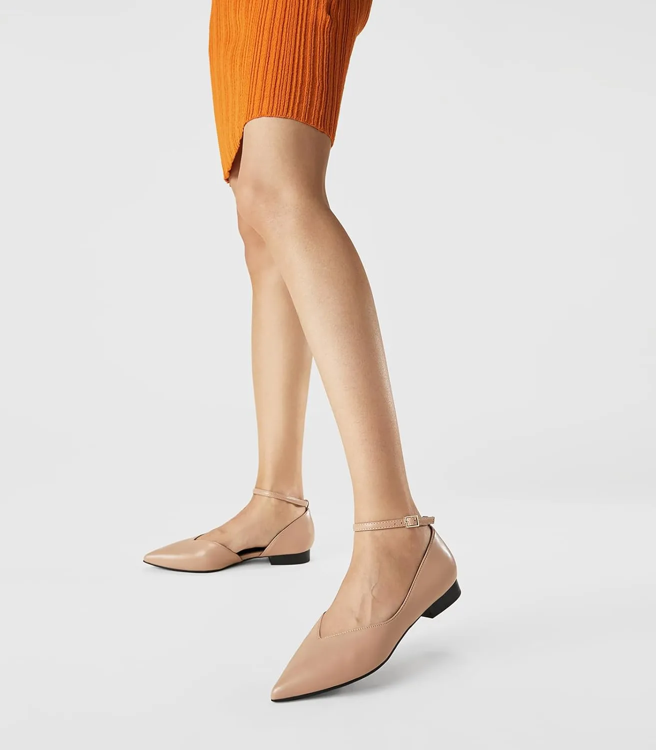 Arromic Black Flats for Women Flats with Ankle Strap Pointed Toe Dress Flat Shoes for Work Office Dressy