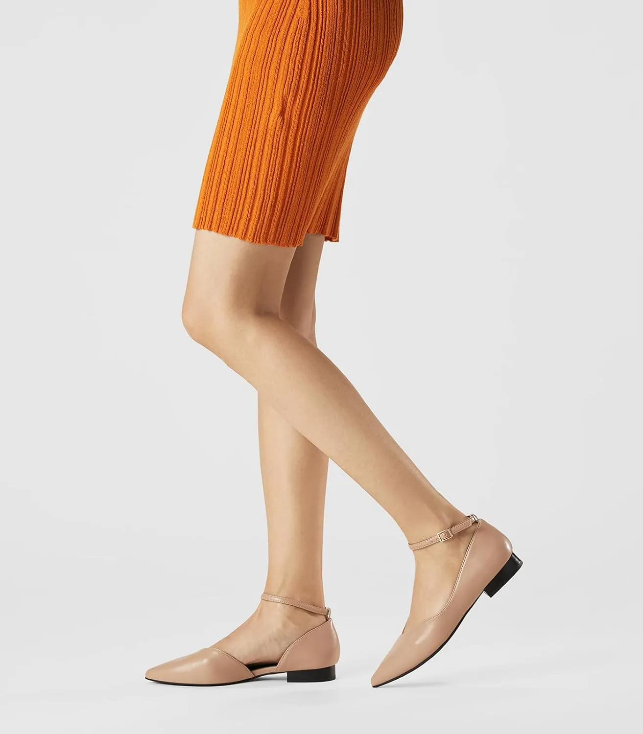 Arromic Black Flats for Women Flats with Ankle Strap Pointed Toe Dress Flat Shoes for Work Office Dressy