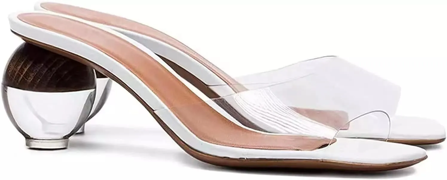 Axellion Mule Slipper for Women, Abnormal Heel Sandals Round Toe Mule Shoes Spherical Sandal Slides for Party Evening