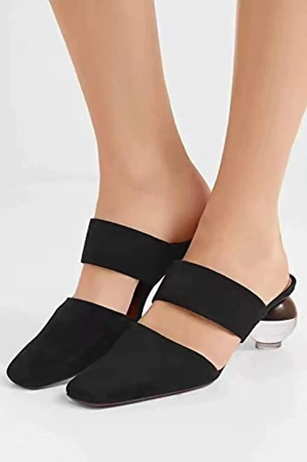 Axellion Mule Slipper for Women, Abnormal Heel Sandals Round Toe Mule Shoes Spherical Sandal Slides for Party Evening