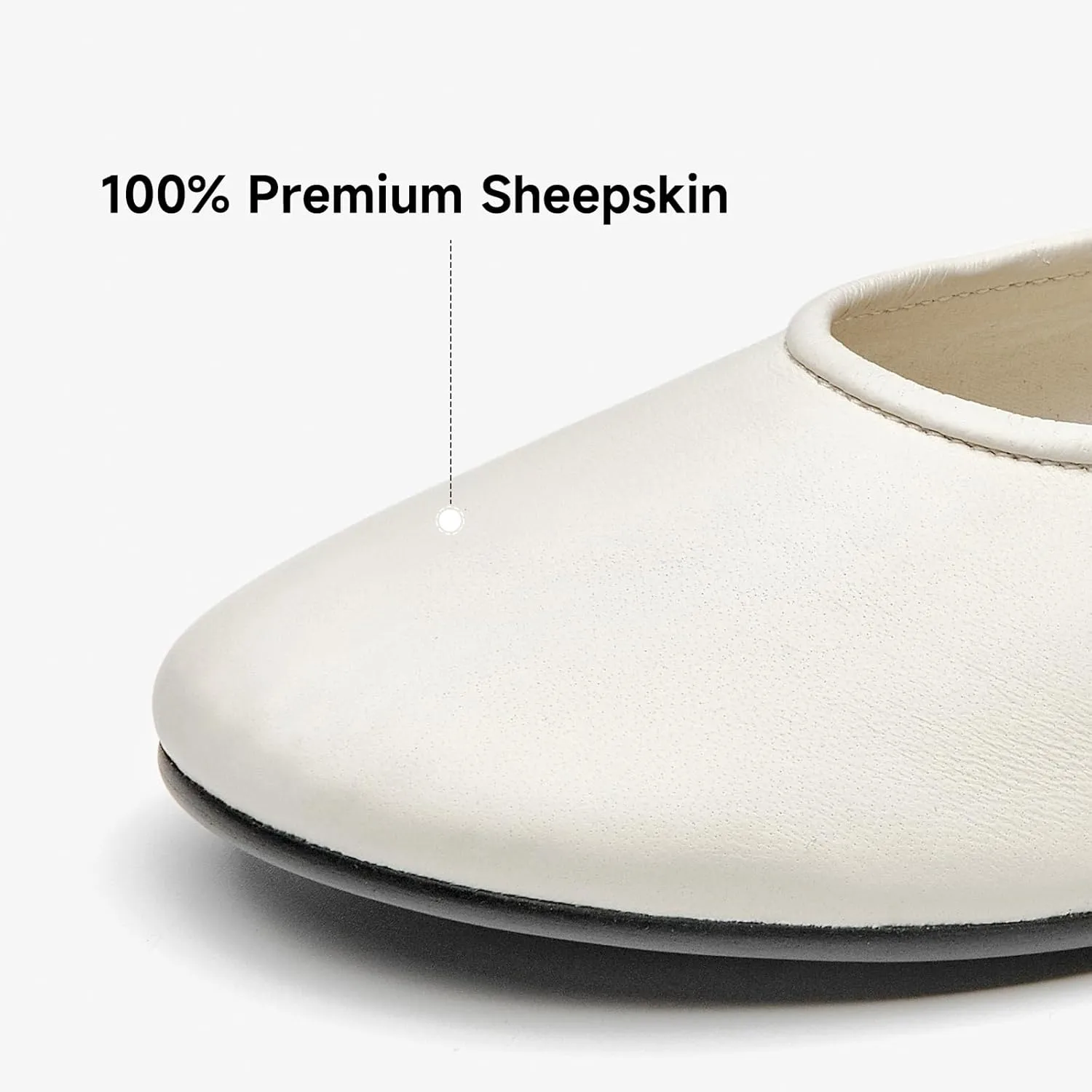 BEAU TODAY Womens Mary Jane Fats, Genuine Leather Ballet Flats for Women, Comfortable Sheepskin Round Toe Mary Jane Shoes Cute Fashion Flat Shoes