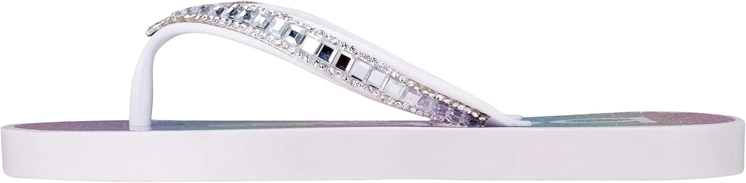 bebe Girls' Sandals - Open Toe Slip On Summer Holiday Rhinestone Thong Flip Flops with Soft Strap and Cushioned Sole