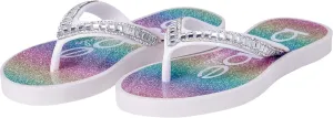 bebe Girls' Sandals - Open Toe Slip On Summer Holiday Rhinestone Thong Flip Flops with Soft Strap and Cushioned Sole