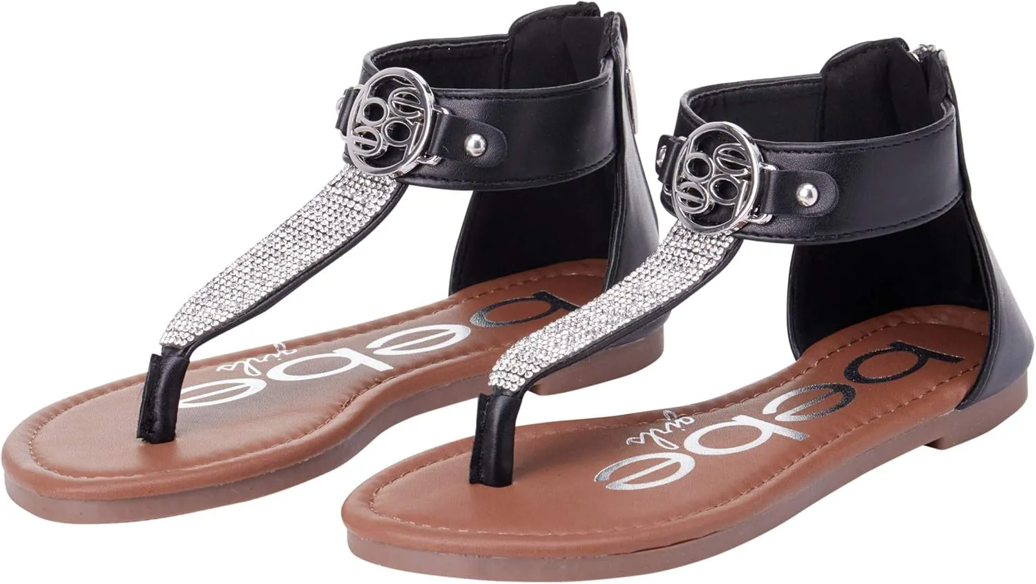 bebe Girls' Sandals - Rhinestone Thong Dress Sandals, Open Toe Easter Summer Shoes for Little and Big Girls