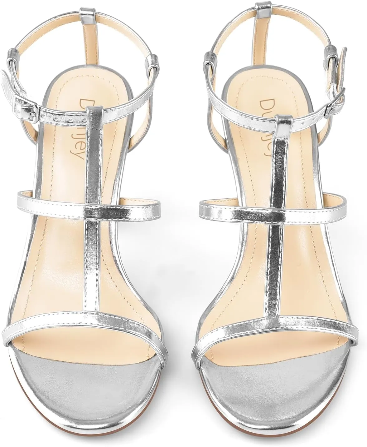 Black Heels, Strappy Heel Sandals, T-strap Heels for Women Open Toe High Heeled Gladiator Dressy Shoes