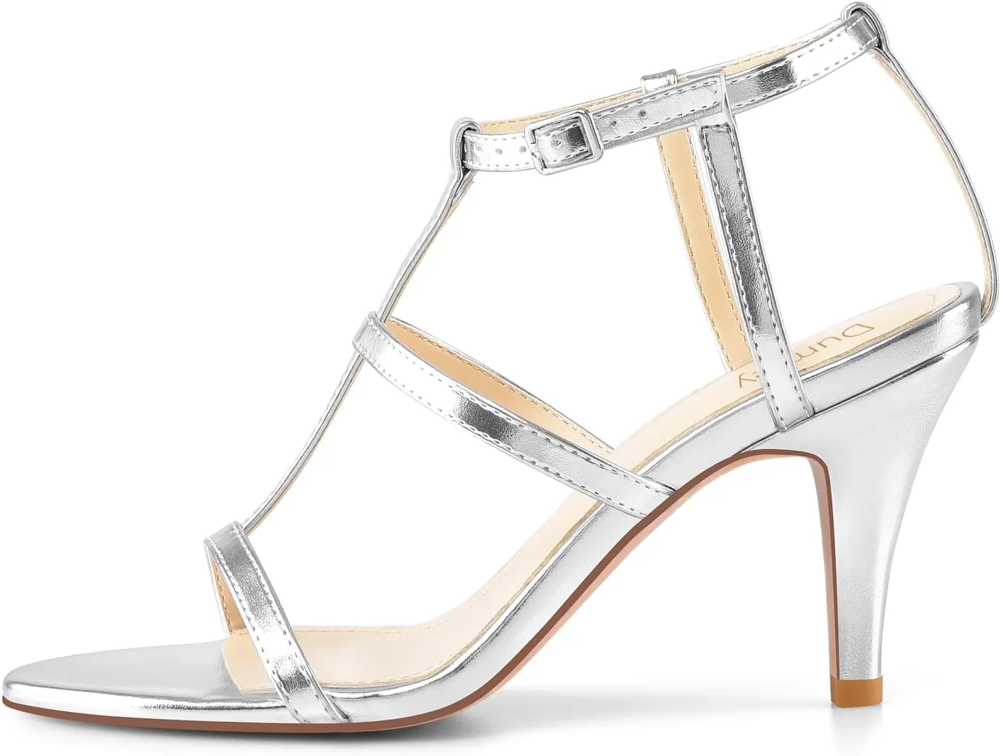 Black Heels, Strappy Heel Sandals, T-strap Heels for Women Open Toe High Heeled Gladiator Dressy Shoes