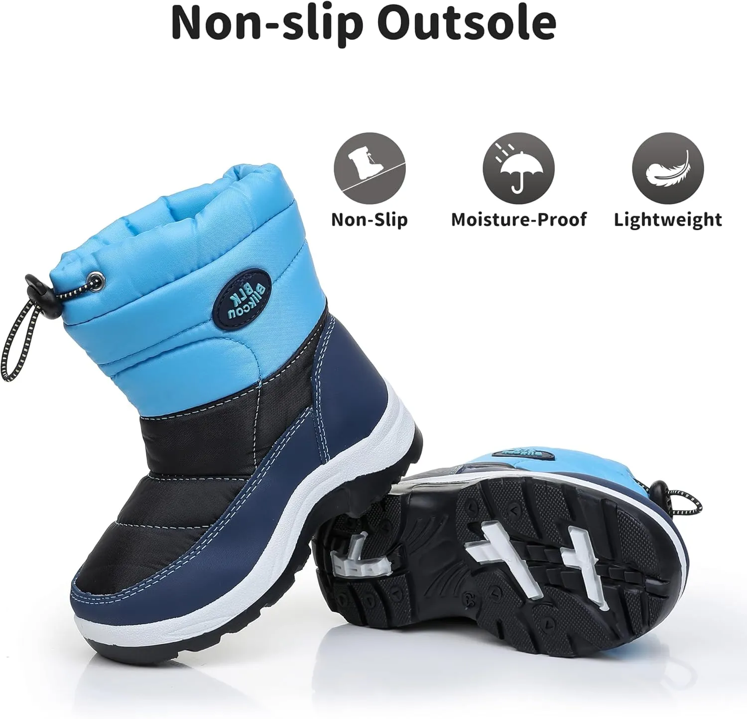 Blikcon Boys Girls Snow Boots Slip Resistant Waterproof Winter Boots (Toddler/Little Kid)