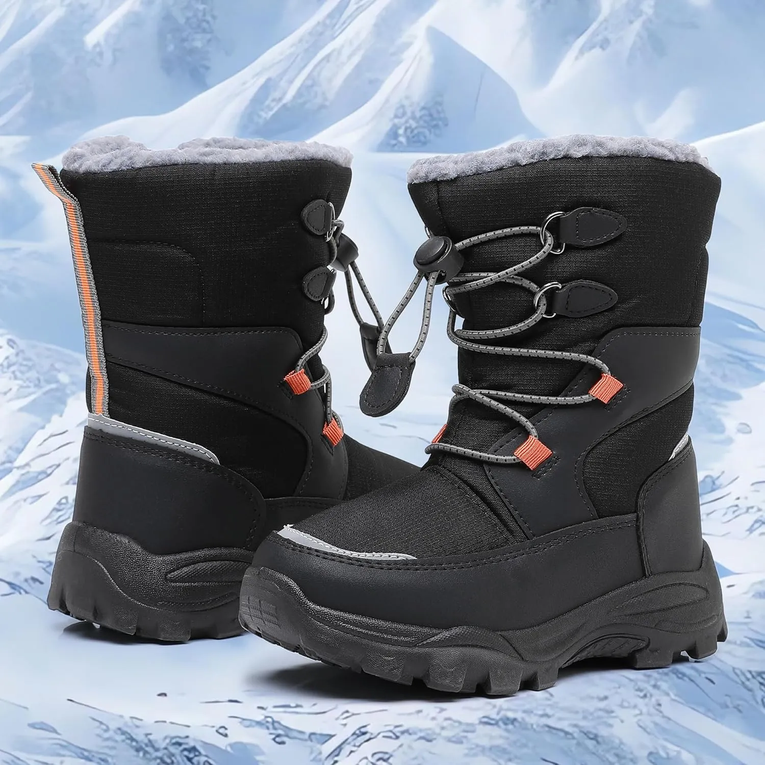 Blikcon Boys Girls Snow Boots Water-Resistant Slip Resistant Warm Winter Shoes (Toddler/Little Kid/Big Kid)