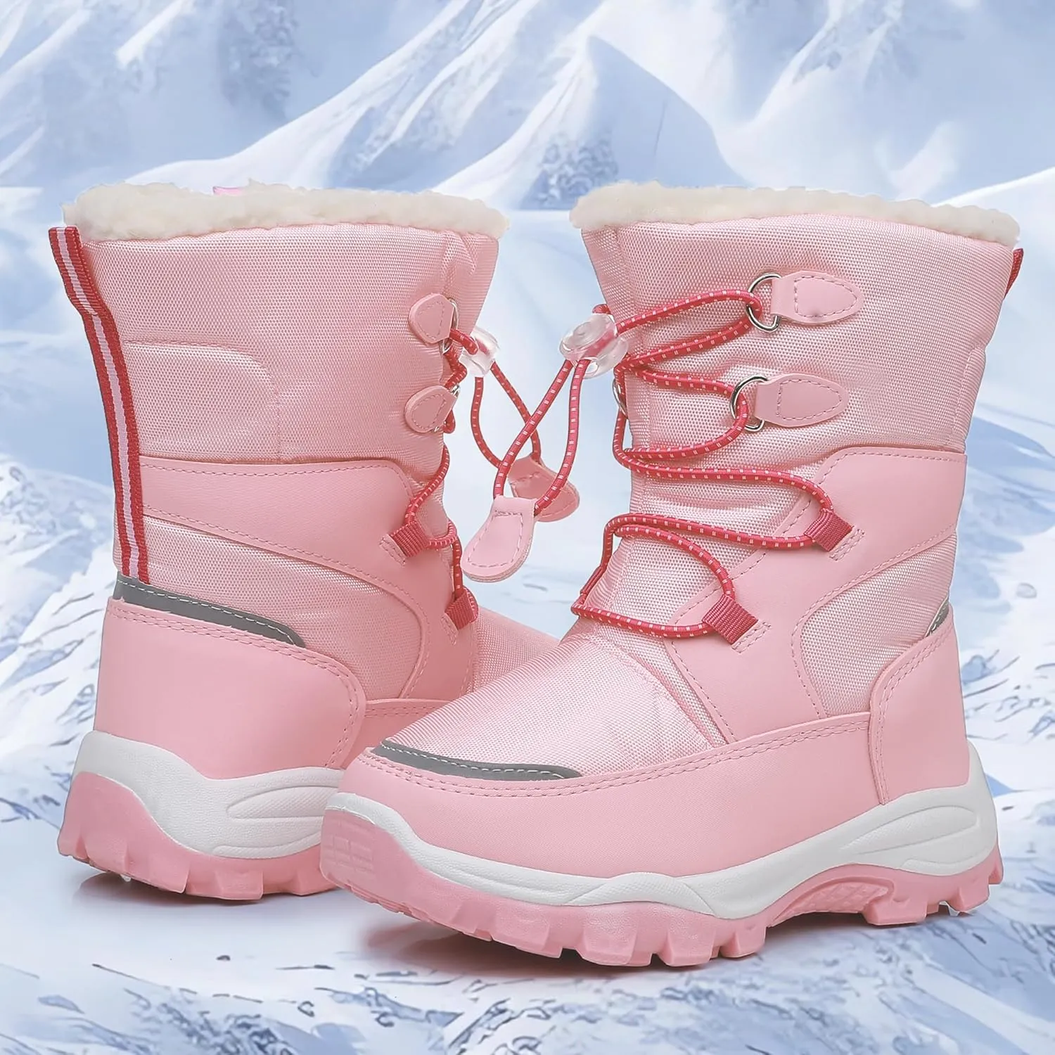 Blikcon Boys Girls Snow Boots Water-Resistant Slip Resistant Warm Winter Shoes (Toddler/Little Kid/Big Kid)