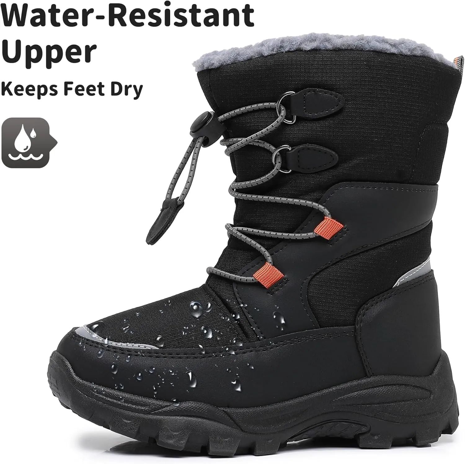 Blikcon Boys Girls Snow Boots Water-Resistant Slip Resistant Warm Winter Shoes (Toddler/Little Kid/Big Kid)