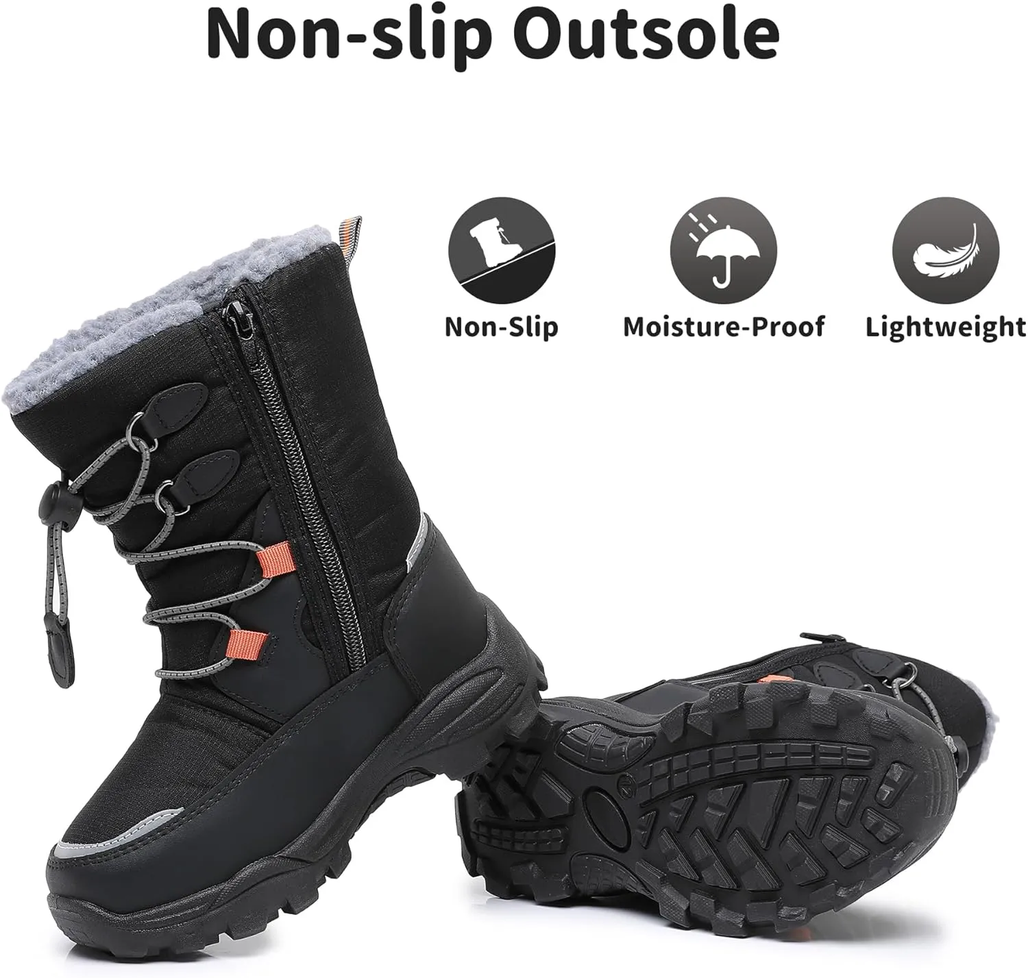 Blikcon Boys Girls Snow Boots Water-Resistant Slip Resistant Warm Winter Shoes (Toddler/Little Kid/Big Kid)