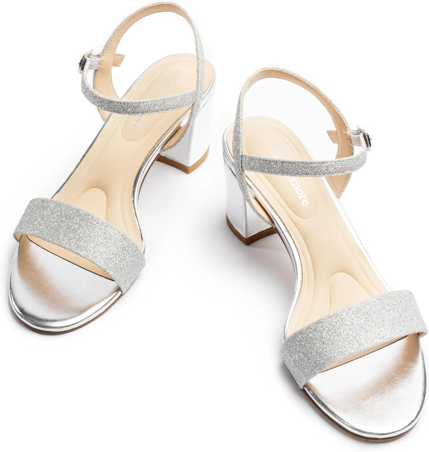 Block Heel Sandals for Women, Comfortable Open Toe Low Chunky Heels