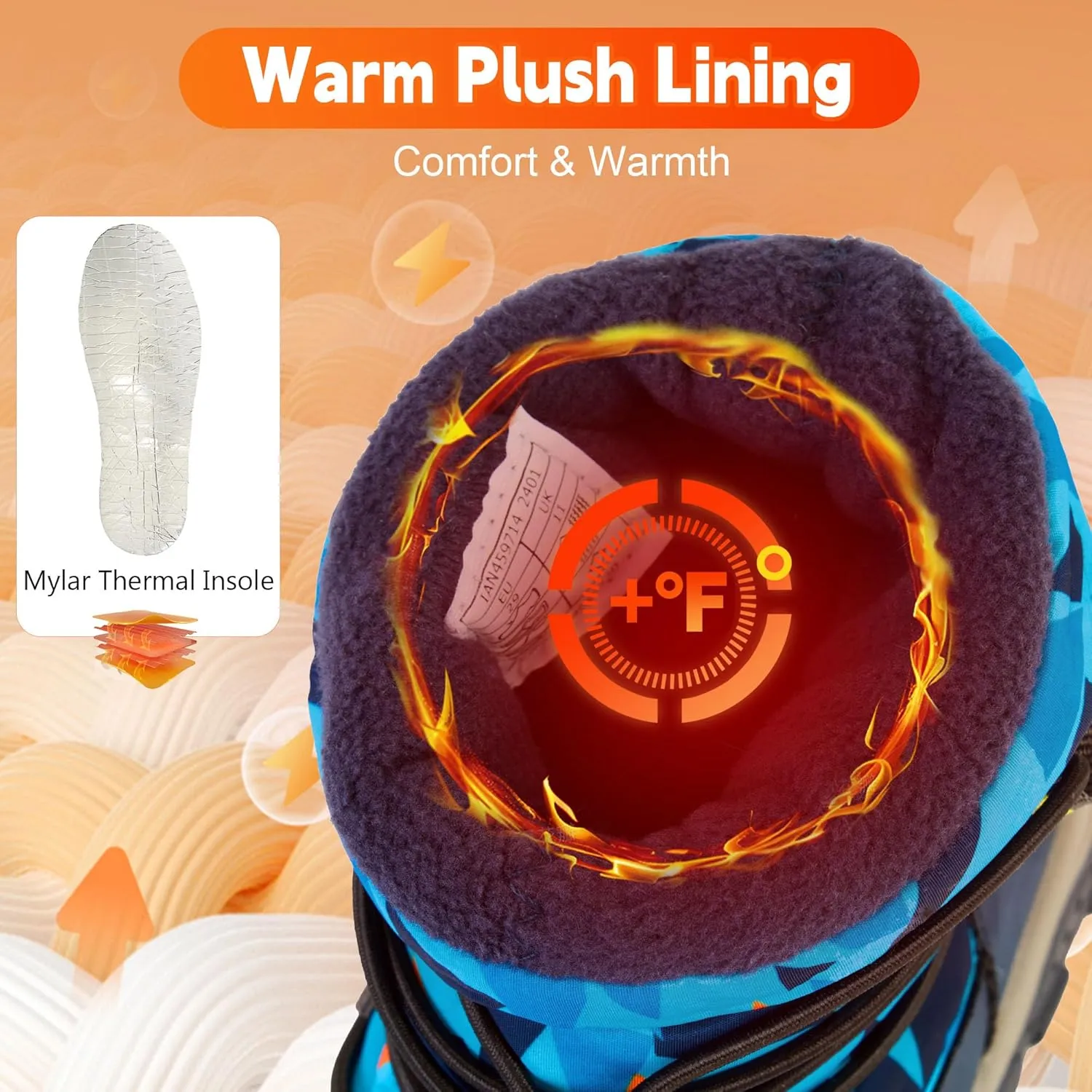 Boys Girls Snow Boots Waterproof Slip Resistant Outdoor Winter Shoes for Toddler Little Kids