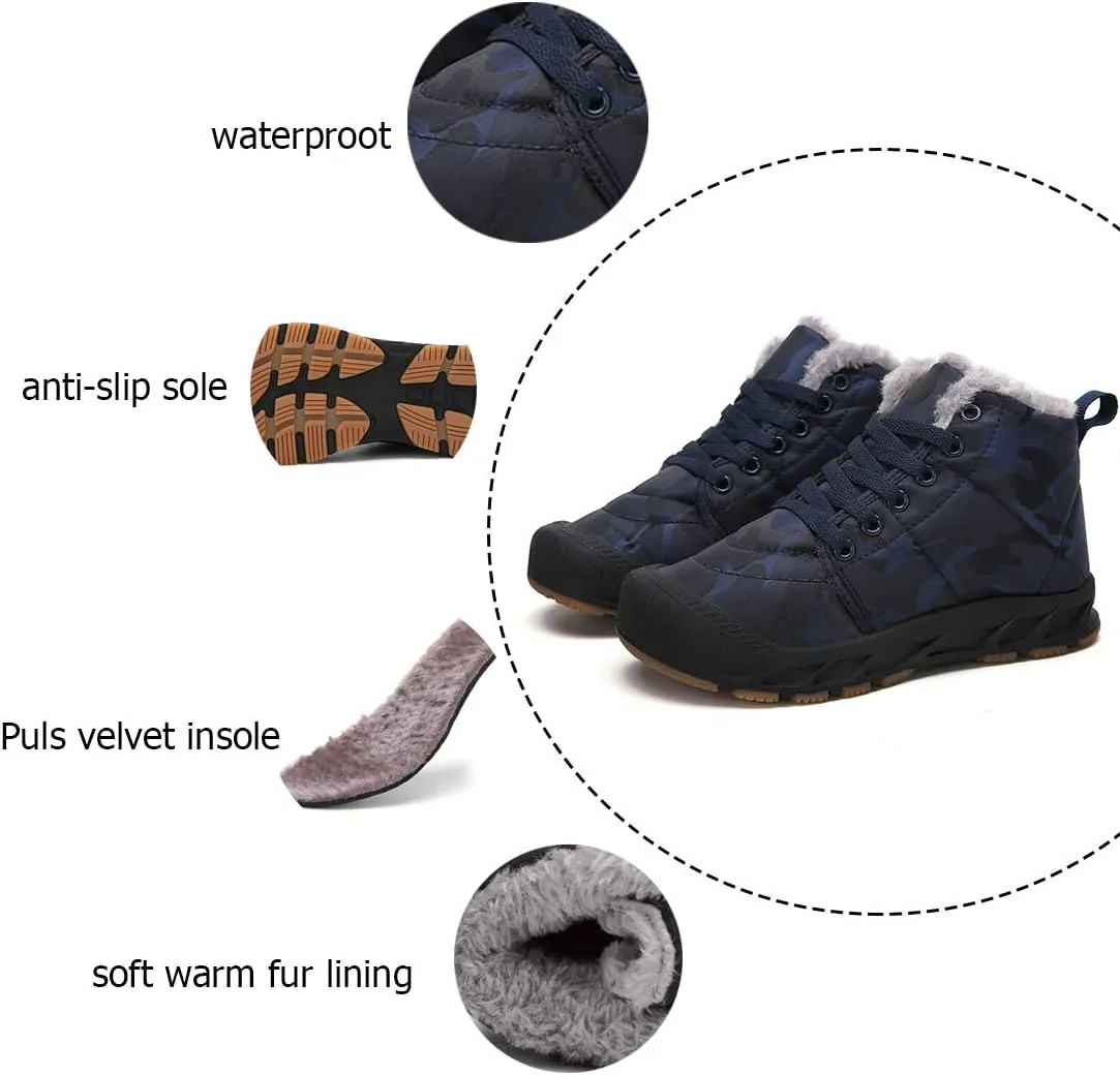Boys Snow Boots Winter Waterproof Slip Resistant Cold Weather Shoes（Little Kid/Big Kid