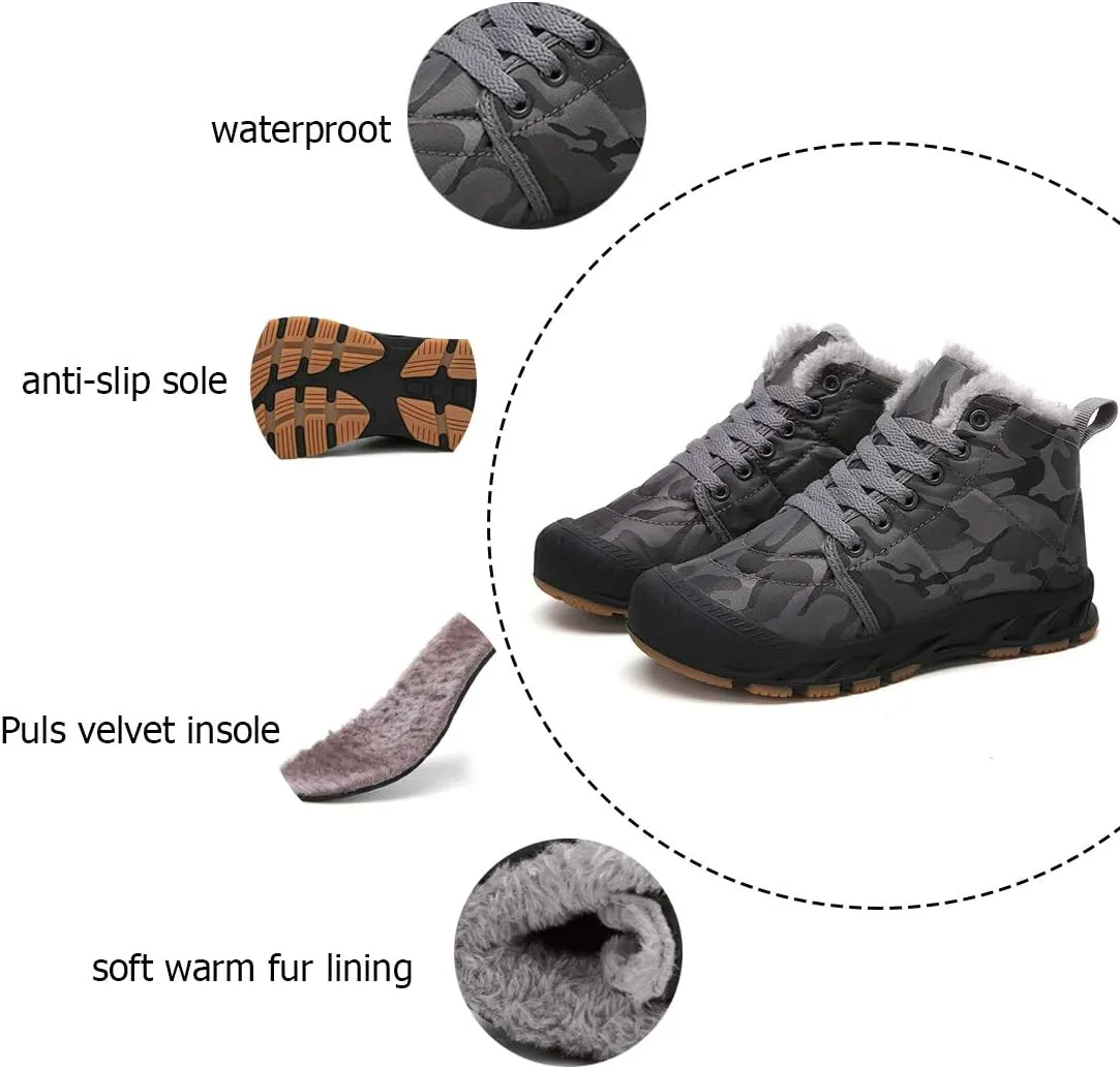 Boys Snow Boots Winter Waterproof Slip Resistant Cold Weather Shoes（Little Kid/Big Kid