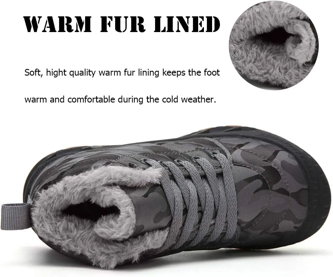 Boys Snow Boots Winter Waterproof Slip Resistant Cold Weather Shoes（Little Kid/Big Kid
