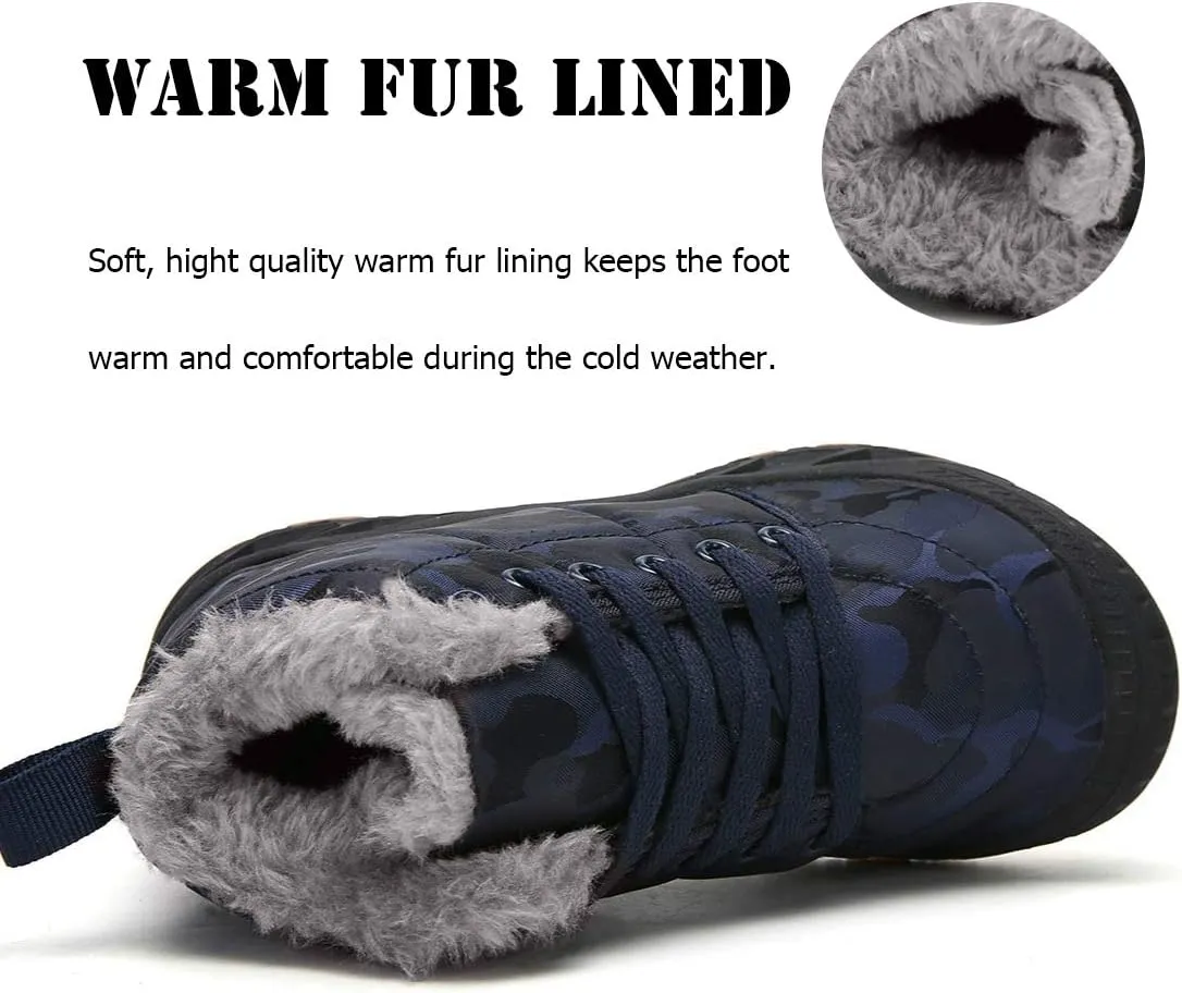 Boys Snow Boots Winter Waterproof Slip Resistant Cold Weather Shoes（Little Kid/Big Kid