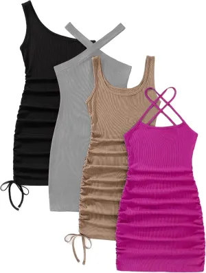 Breezy Lane 4 Pieces Short Dress for Women Sexy Club Bodycon Mini Party Dresses