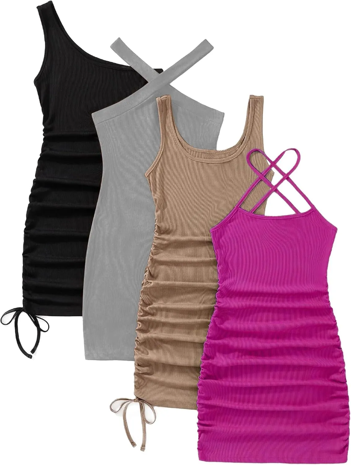 Breezy Lane 4 Pieces Short Dress for Women Sexy Club Bodycon Mini Party Dresses