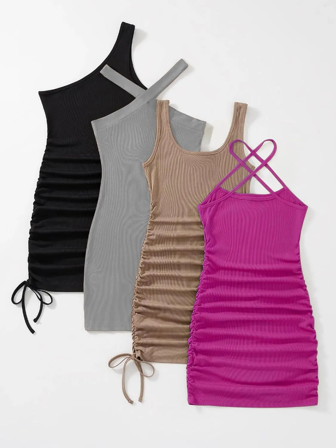 Breezy Lane 4 Pieces Short Dress for Women Sexy Club Bodycon Mini Party Dresses