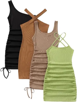 Breezy Lane 4 Pieces Short Dress for Women Sexy Club Bodycon Mini Party Dresses