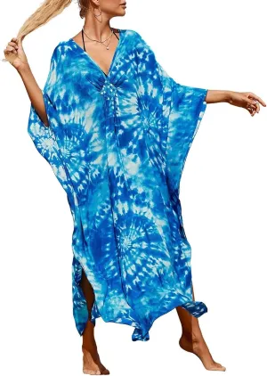 Bsubseach Womens Animal Print Kaftan Dresses Plus Size Caftans Swimwear Coverups 2025 Summer Bathing Suit Maxi Beach Dress
