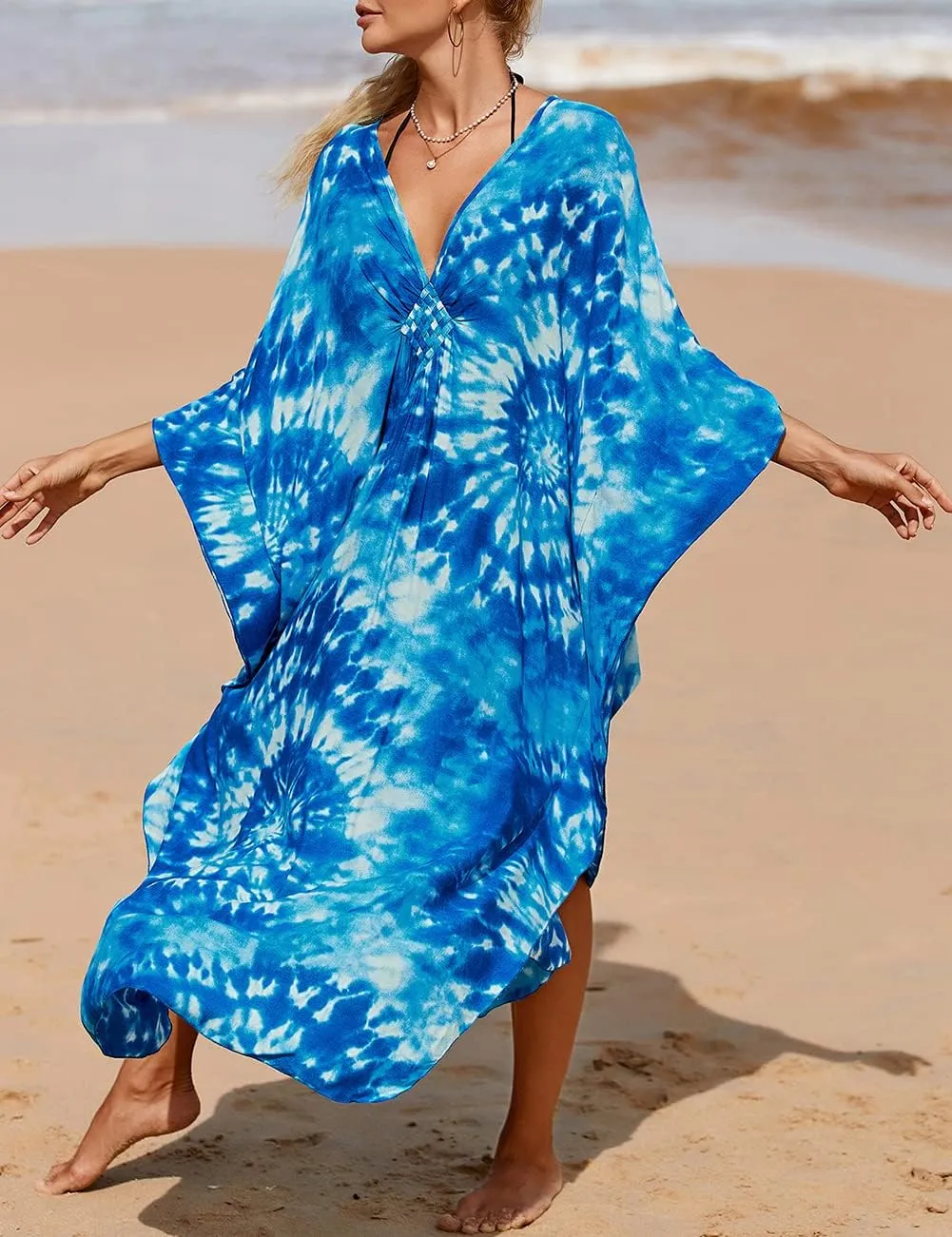 Bsubseach Womens Animal Print Kaftan Dresses Plus Size Caftans Swimwear Coverups 2025 Summer Bathing Suit Maxi Beach Dress