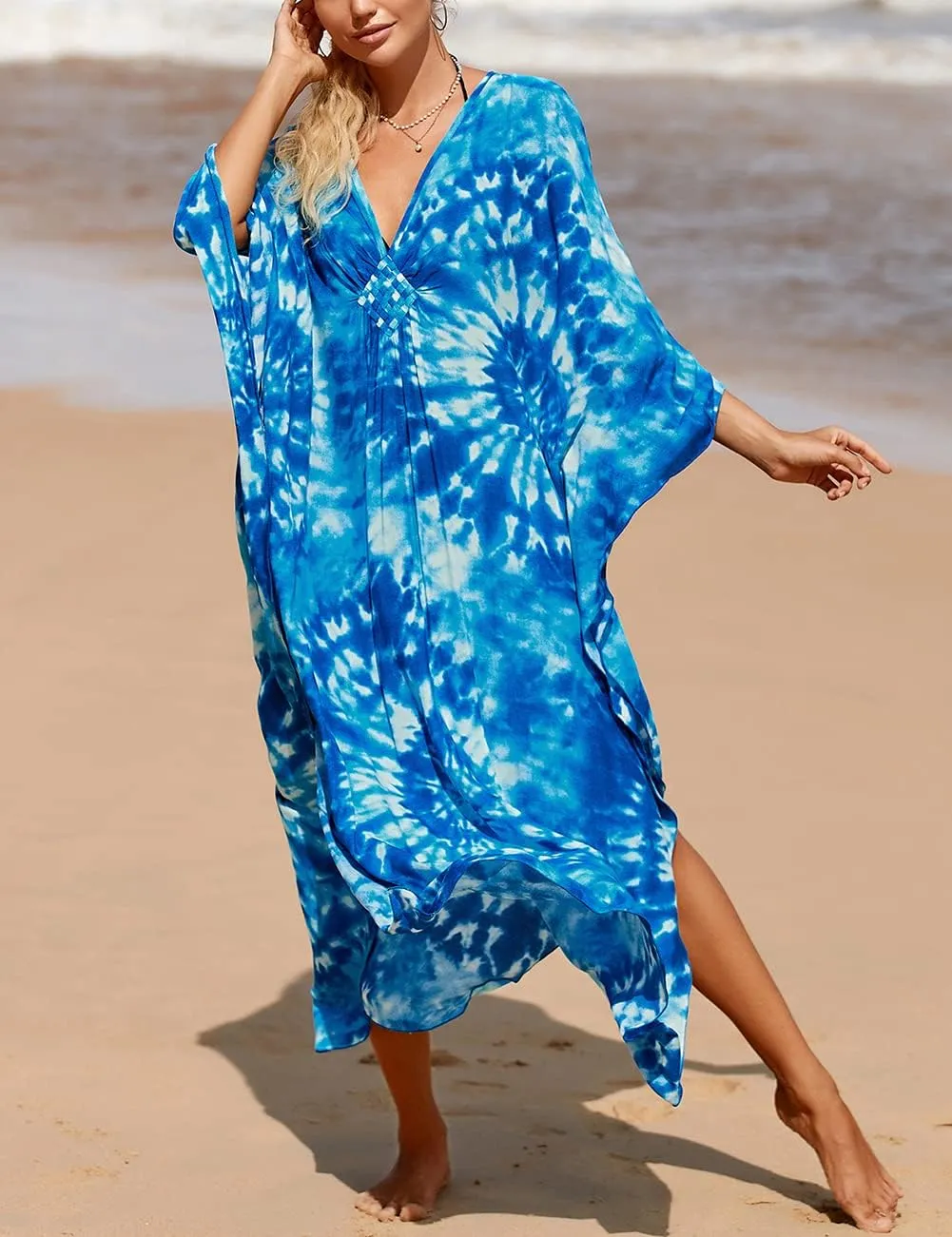 Bsubseach Womens Animal Print Kaftan Dresses Plus Size Caftans Swimwear Coverups 2025 Summer Bathing Suit Maxi Beach Dress