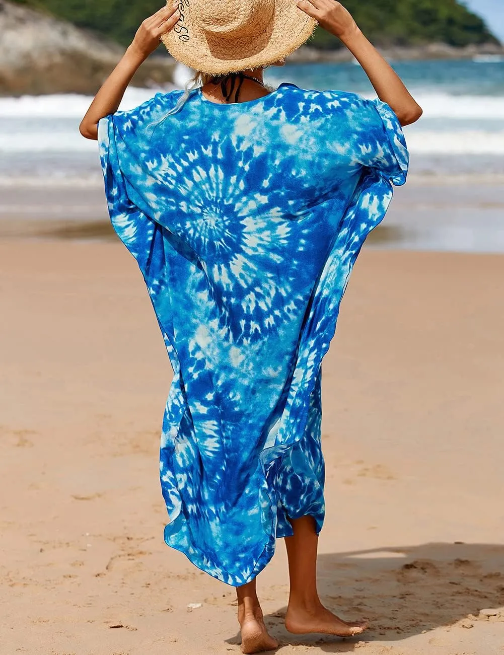 Bsubseach Womens Animal Print Kaftan Dresses Plus Size Caftans Swimwear Coverups 2025 Summer Bathing Suit Maxi Beach Dress