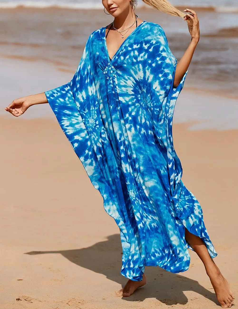 Bsubseach Womens Animal Print Kaftan Dresses Plus Size Caftans Swimwear Coverups 2025 Summer Bathing Suit Maxi Beach Dress