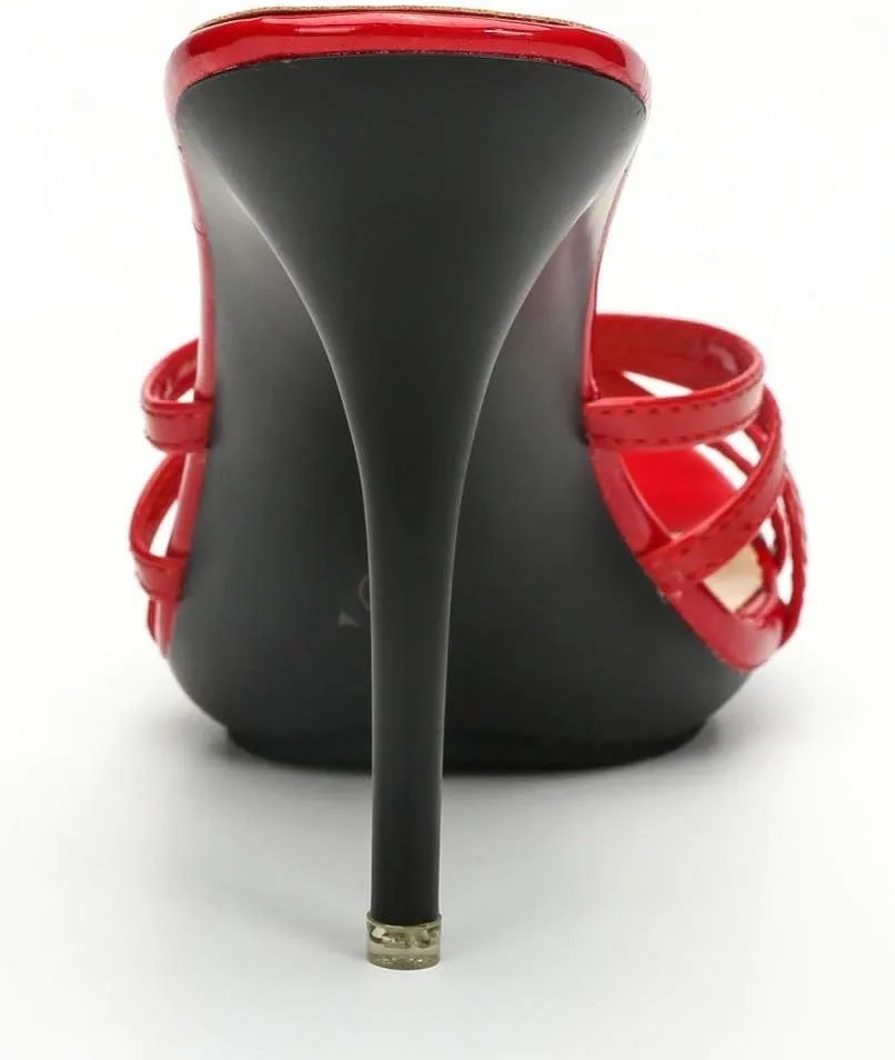 CAMSSOO Women's Strappy Heeled Sandals Stiletto Mules Open Toe Platform High Heels Slip on Sandals