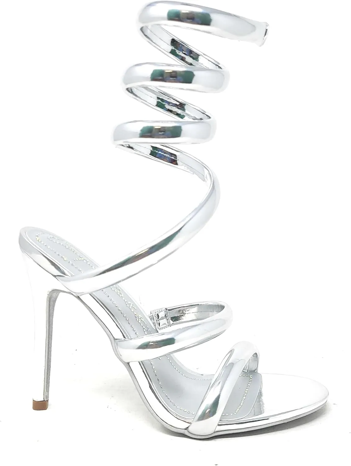 Cape Robbin Women's Open Toe Spiral Wrap Up Strappy High Heels Sandals, Gold