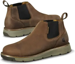 Carhartt Millbrook Water Resistant Romeo Wedge Boot - Work Boots for Men in Brown Oil Tanned Leather, with 4" Shaft, Cement Construction, FastDry, and Slip Resistant & Electrical Hazard Resistant