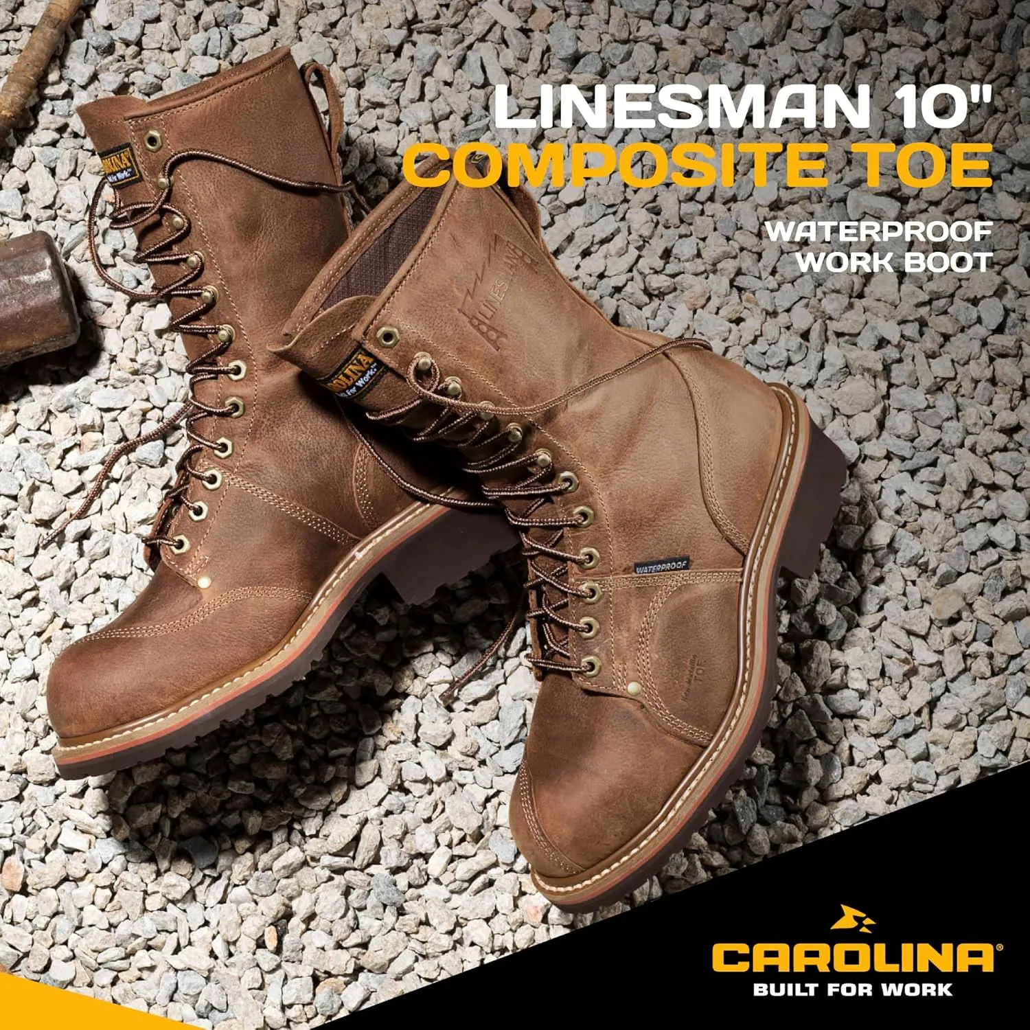 Carolina Boots Linesman 10" Composite Toe Waterproof Work Boot for Men - Durable, Slip-Resistant, Ideal for Construction & Outdoor Work