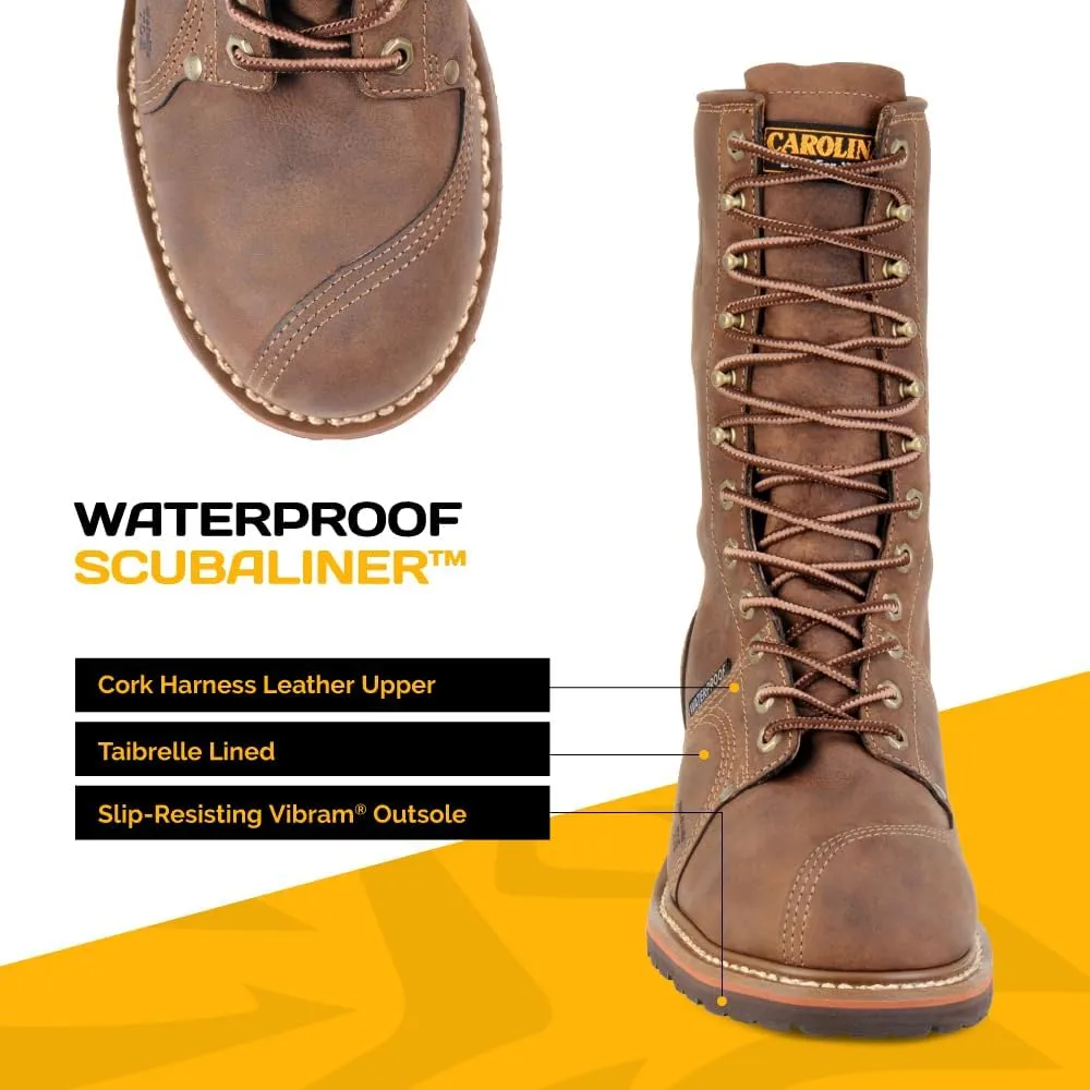 Carolina Boots Linesman 10" Composite Toe Waterproof Work Boot for Men - Durable, Slip-Resistant, Ideal for Construction & Outdoor Work