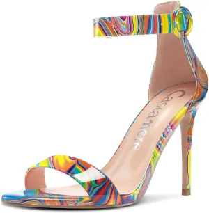 Castamere Womens High Heels Sandals Buckle Ankle Strap Open Toe Basic 10CM Stilettos Sandal