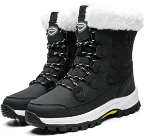 CERYTHRINA Women's Waterproof Snow Boots Winter Mid Calf Booties Warm Fur Lining Winter Shoes
