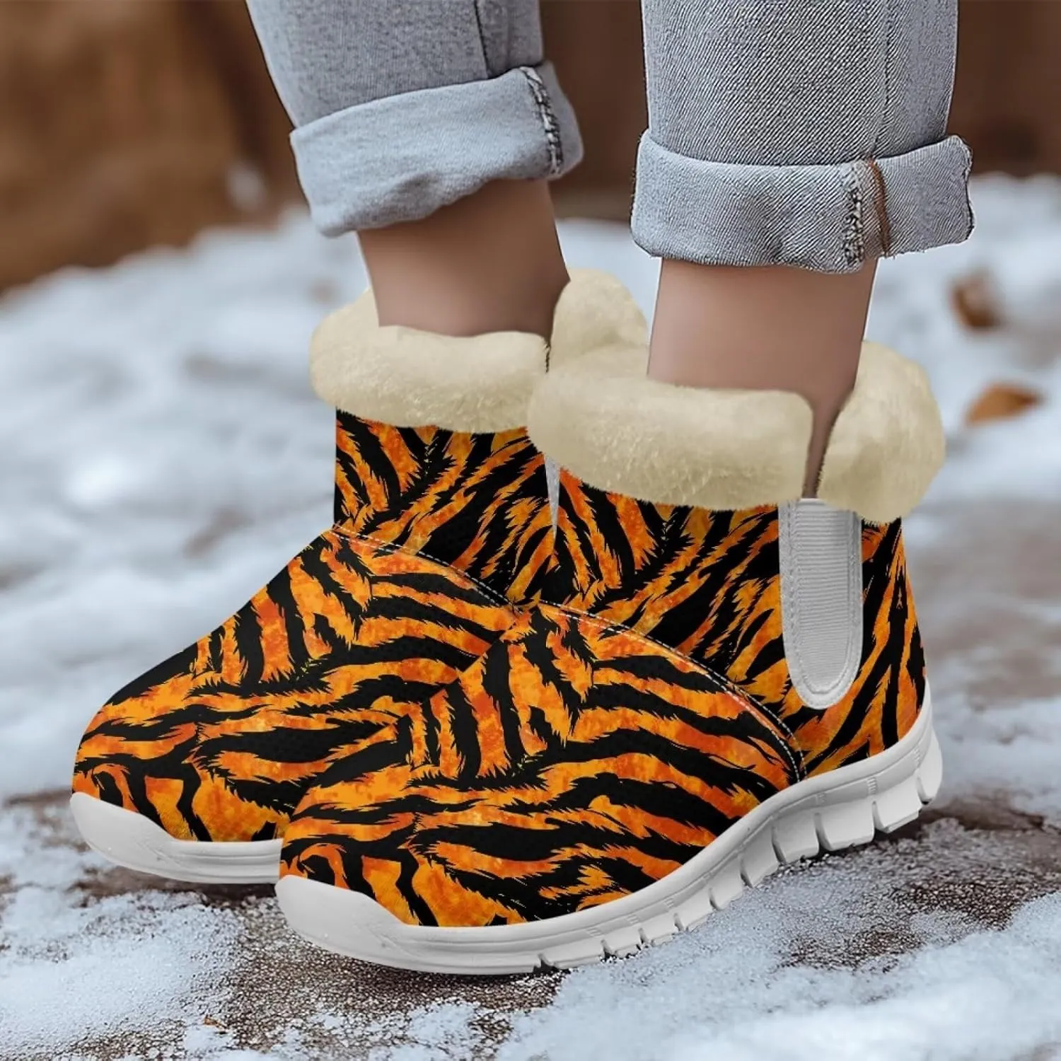chaqlin Winter Boots Snow Boots Ankle Warm Slip Resistant Boots Flannel Fur Lined Comfy Cold Weather Outdoor Casual Boots