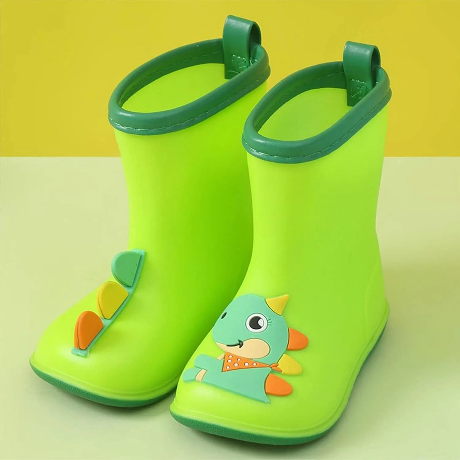 Children's Rain Shoes Boys and Girls Water Shoes Baby Rain Boots Water Boots Dinosaur Print Sweater Boots Toddler