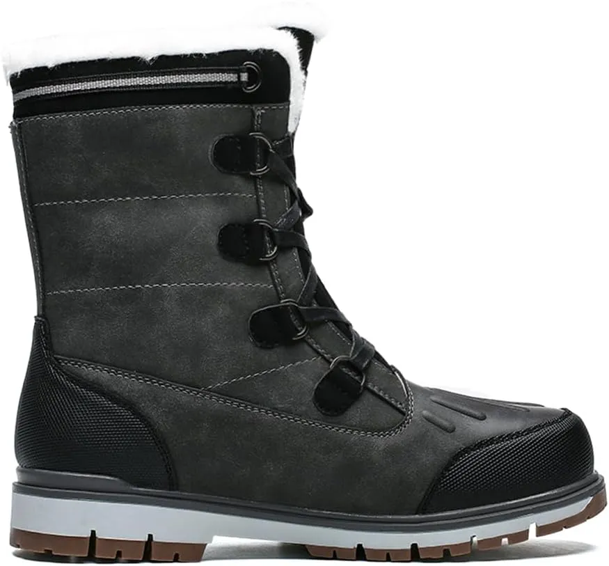 CHUUMEE Mens Winter Snow Boots Water Resistant Warm Fur Lined Anti Slip Work Ankle Shoes Outdoor Lightweight Hiking Trekking Boot