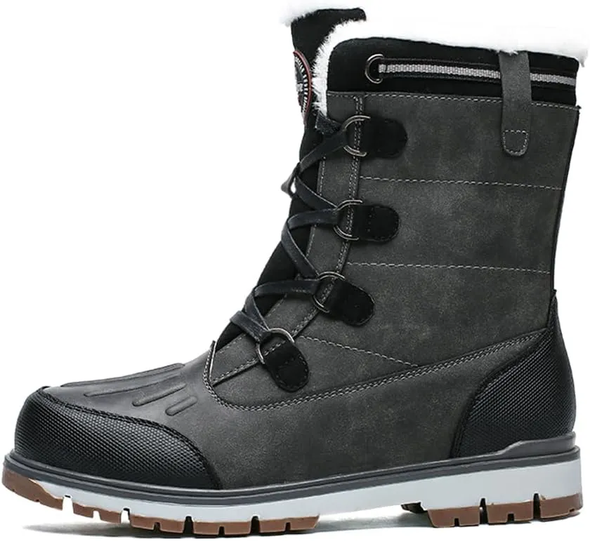 CHUUMEE Mens Winter Snow Boots Water Resistant Warm Fur Lined Anti Slip Work Ankle Shoes Outdoor Lightweight Hiking Trekking Boot