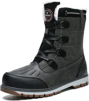 CHUUMEE Mens Winter Snow Boots Water Resistant Warm Fur Lined Anti Slip Work Ankle Shoes Outdoor Lightweight Hiking Trekking Boot