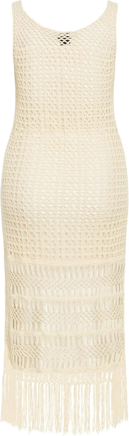 City Chic Women's Crochet Gia Tassel Hem Maxi Dress