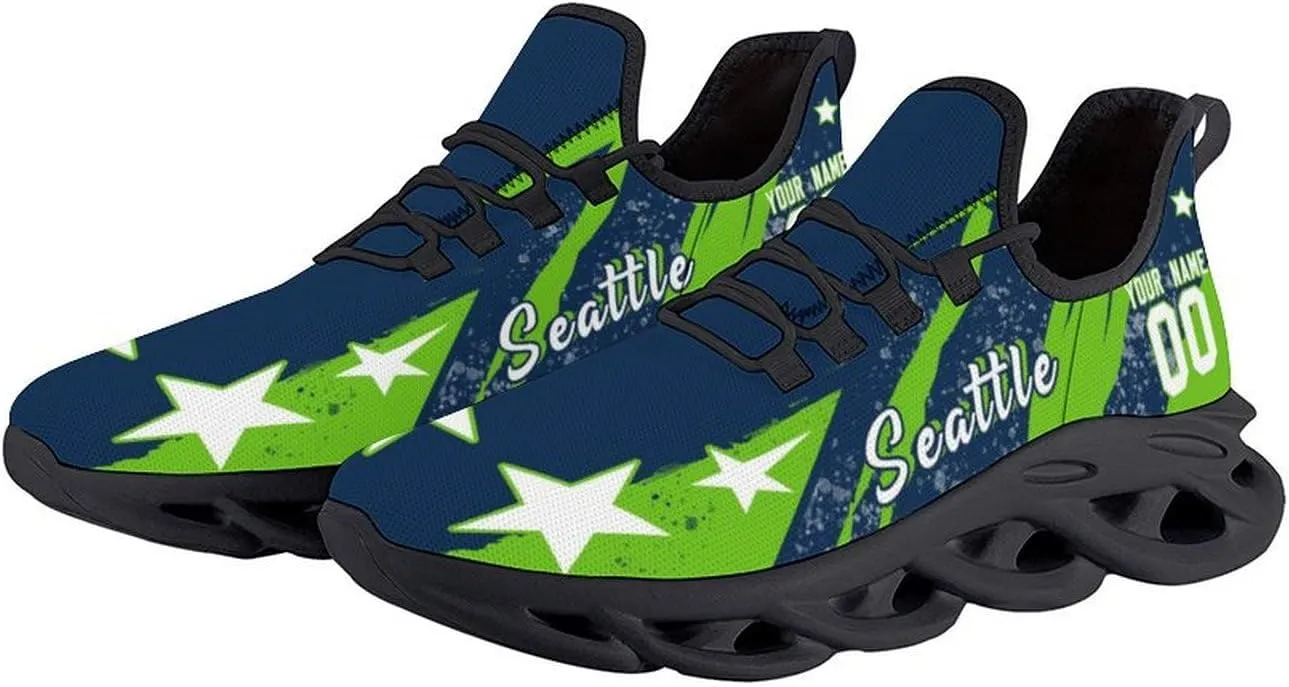 City Custom Football Flex Sneakers Personalized Name Number Athletic Shoes Fans Gifts Breathable Casual Shoes for Men Women