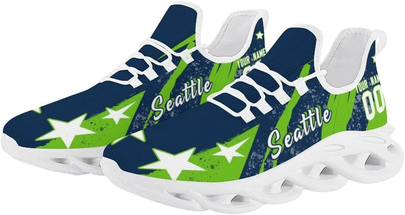 City Custom Football Flex Sneakers Personalized Name Number Athletic Shoes Fans Gifts Breathable Casual Shoes for Men Women