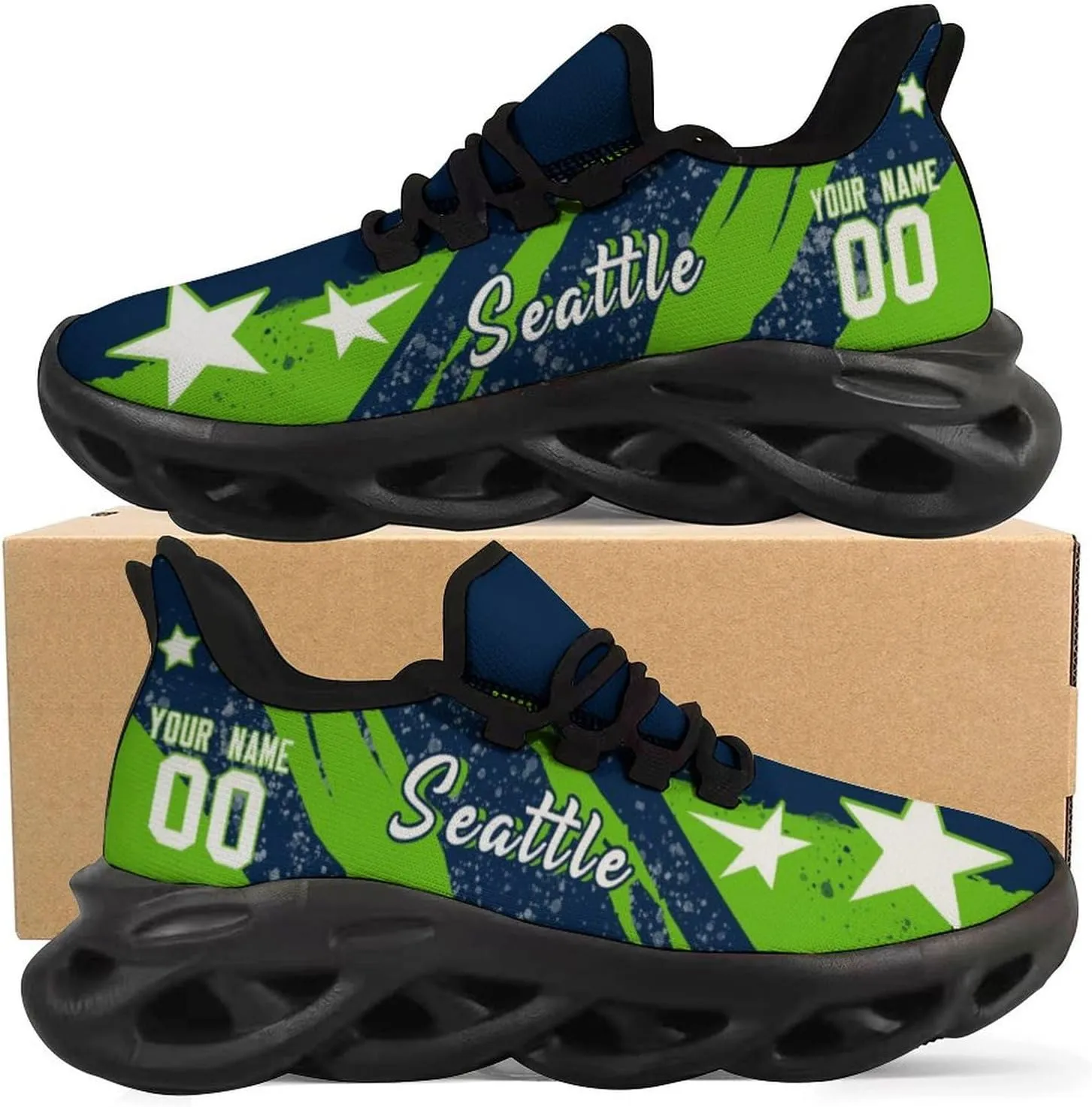 City Custom Football Flex Sneakers Personalized Name Number Athletic Shoes Fans Gifts Breathable Casual Shoes for Men Women