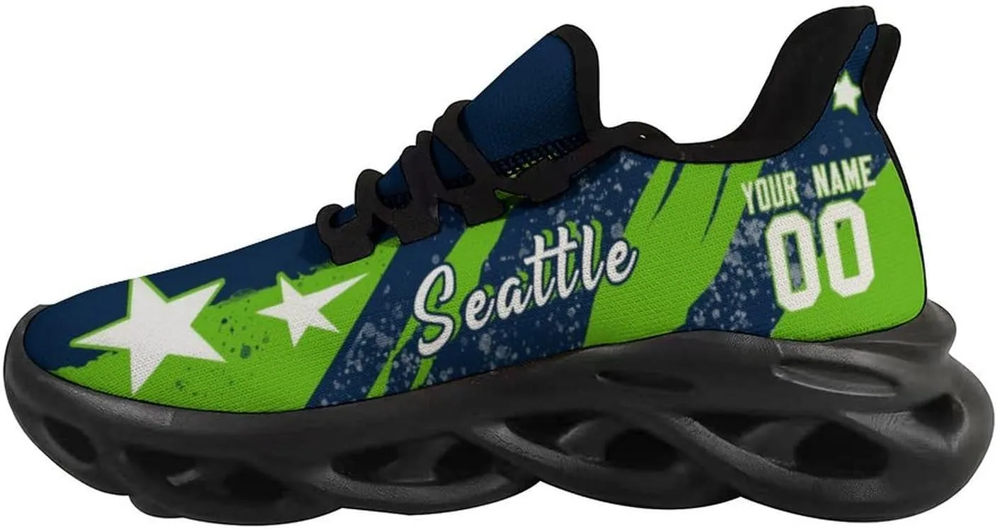 City Custom Football Flex Sneakers Personalized Name Number Athletic Shoes Fans Gifts Breathable Casual Shoes for Men Women