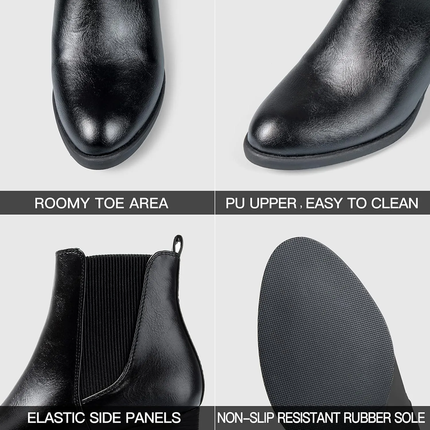 COASIS Women's Chelsea Boots Chunky Block Heel Slip On Ankle Booties with Elastic Sided